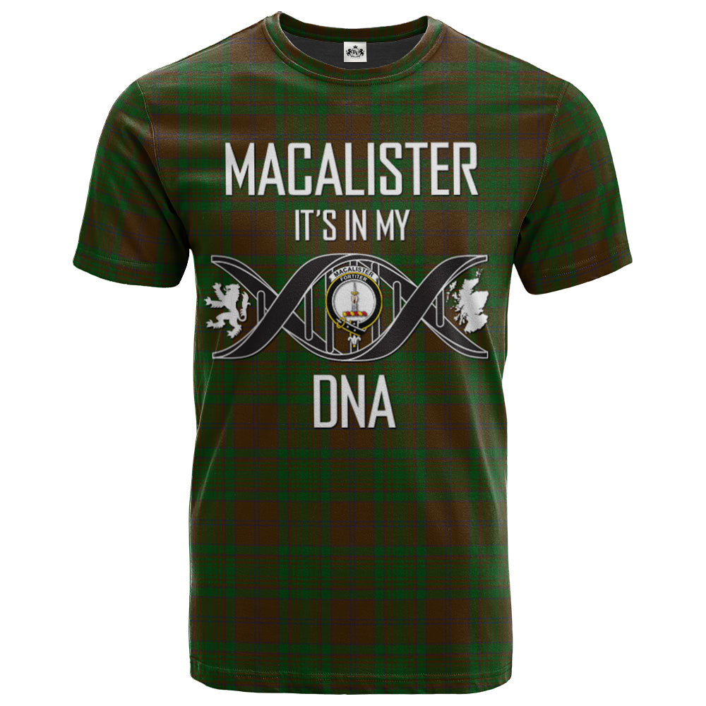Printivon MacAlister of Glenbarr Hunting Clan DNA In Me Tartan Crest T Shirt