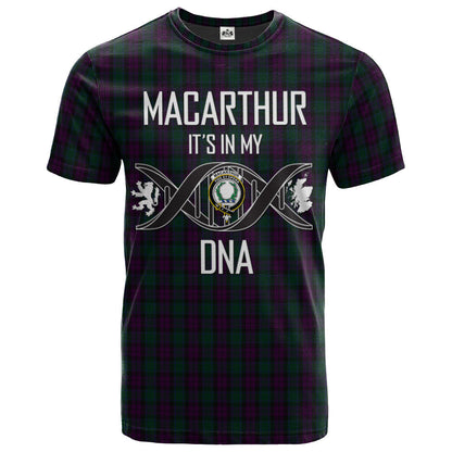 Printivon MacArthur of Milton Hunting Clan DNA In Me Tartan Crest T Shirt