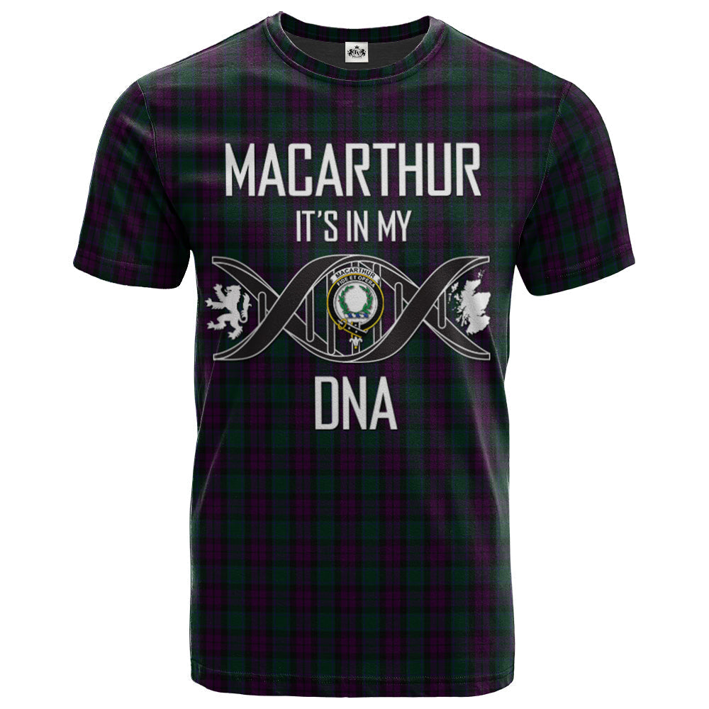 Printivon MacArthur of Milton Hunting Clan DNA In Me Tartan Crest T Shirt