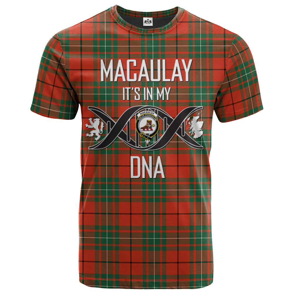 Printivon MacAulay Ancient Clan DNA In Me Tartan Crest T Shirt