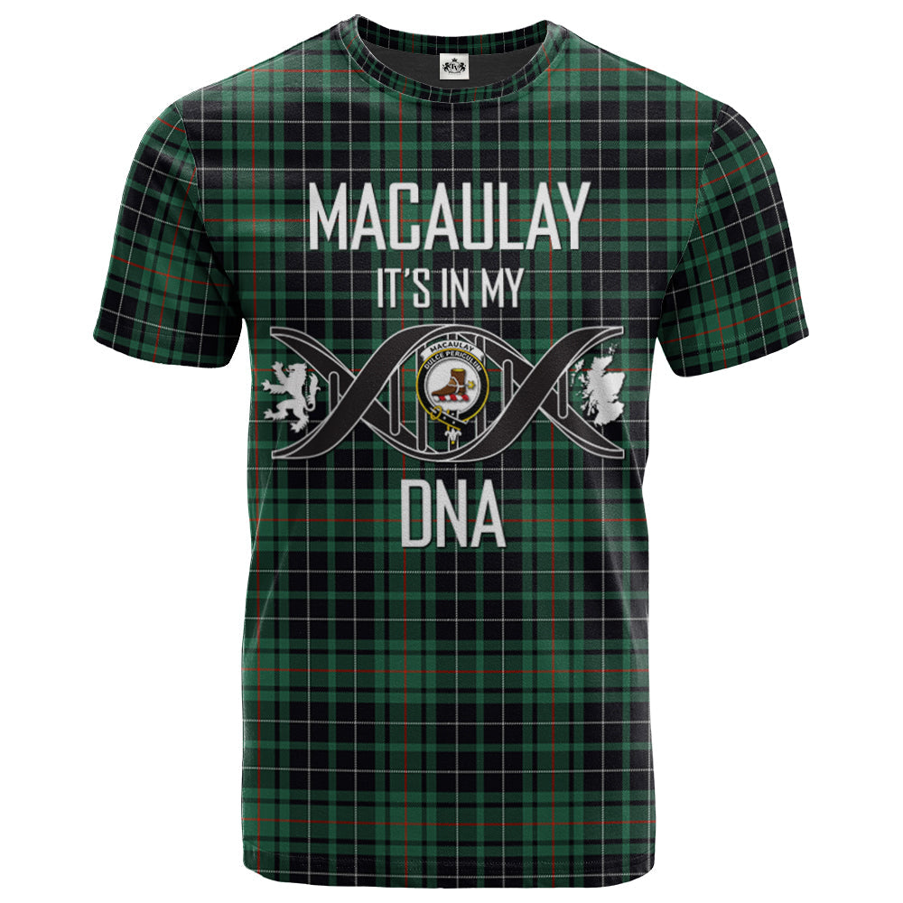 Printivon MacAulay Hunting Ancient Clan DNA In Me Tartan Crest T Shirt