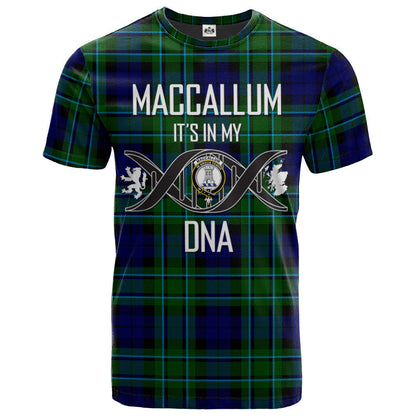 Printivon MacCallum Modern Clan DNA In Me Tartan Crest T Shirt