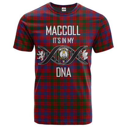 Printivon MacColl Ancient Clan DNA In Me Tartan Crest T Shirt