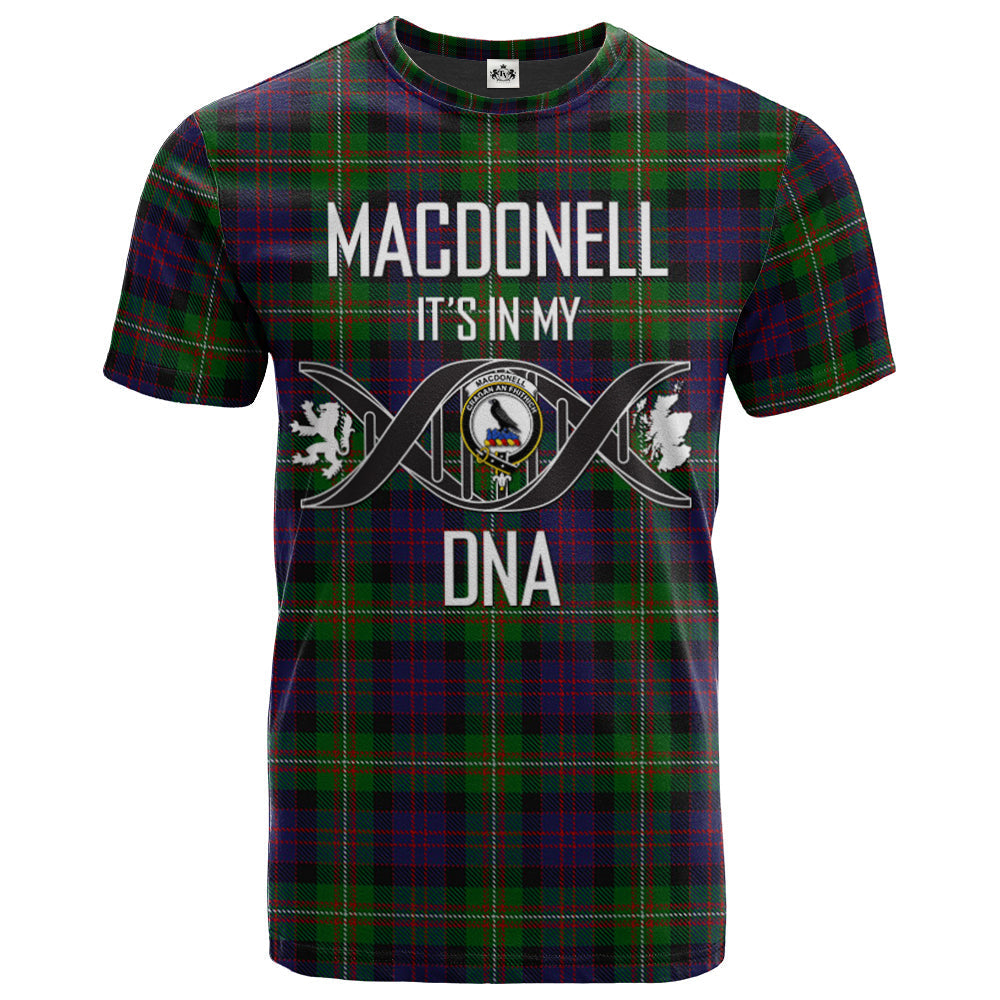 Printivon MacDonell of Glengarry 03 Clan DNA In Me Tartan Crest T Shirt