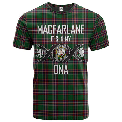 Printivon MacFarlane Hunting Clan DNA In Me Tartan Crest T Shirt