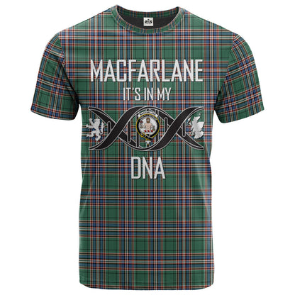 Printivon MacFarlane Hunting Ancient Clan DNA In Me Tartan Crest T Shirt
