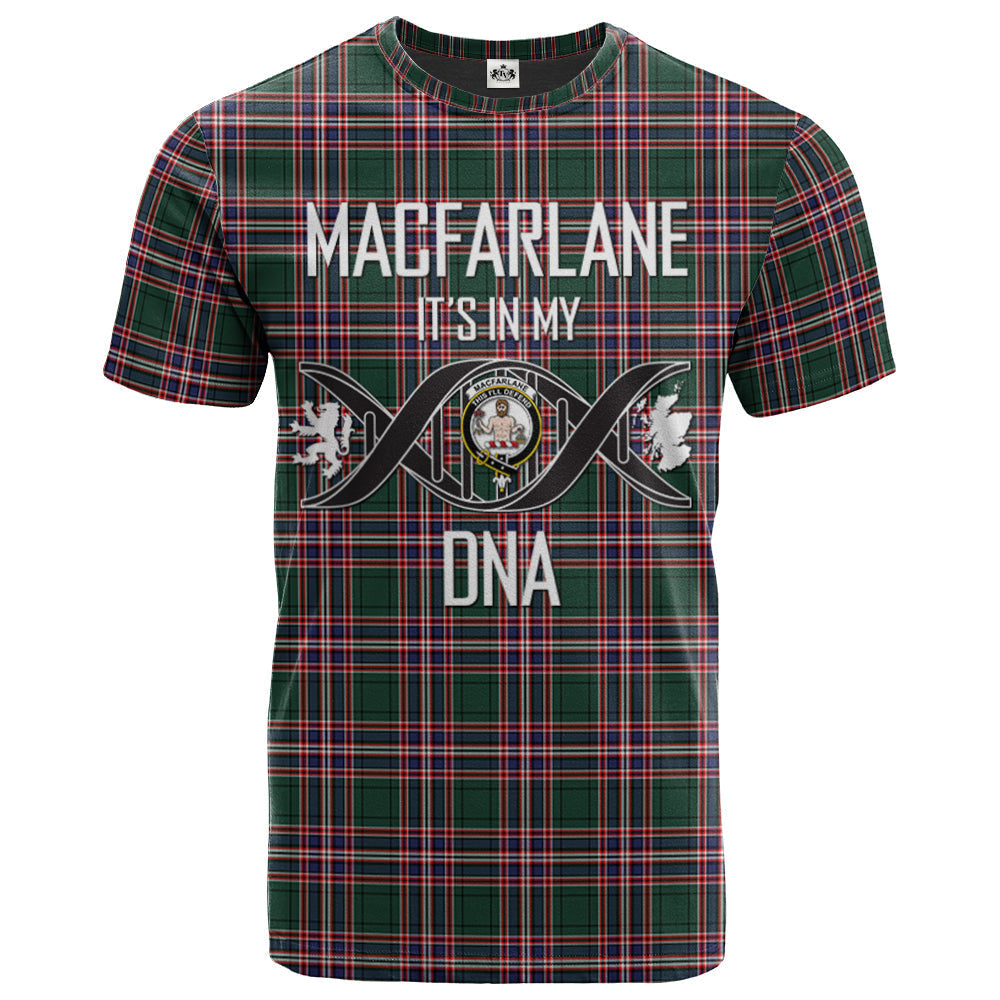Printivon MacFarlane Hunting Modern Clan DNA In Me Tartan Crest T Shirt
