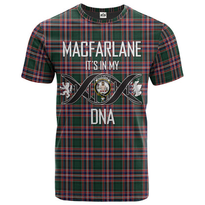 Printivon MacFarlane Hunting Modern Clan DNA In Me Tartan Crest T Shirt