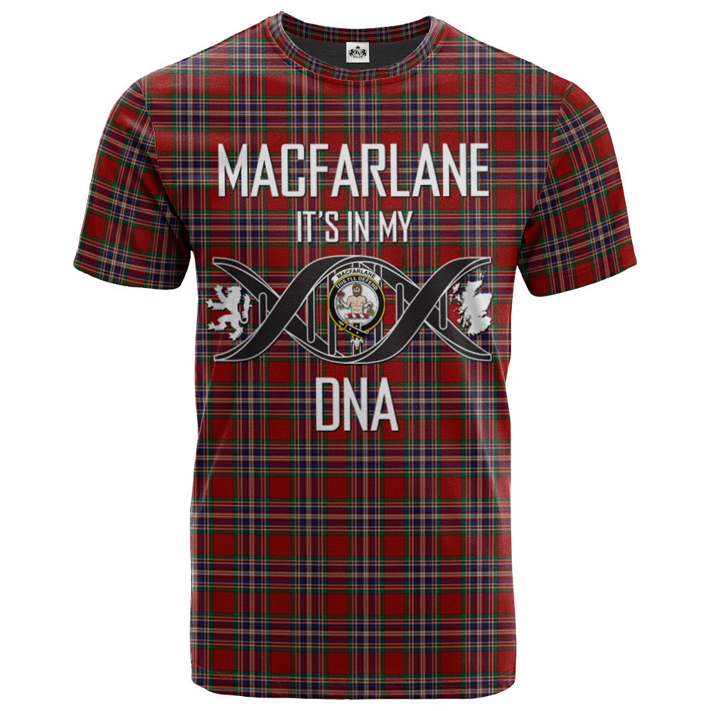Printivon MacFarlane Red Clan DNA In Me Tartan Crest T Shirt