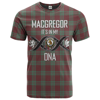 Printivon MacGregor Hunting Ancient Clan DNA In Me Tartan Crest T Shirt