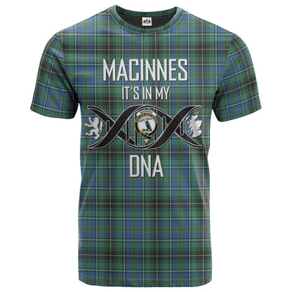 Printivon MacInnes Ancient Clan DNA In Me Tartan Crest T Shirt