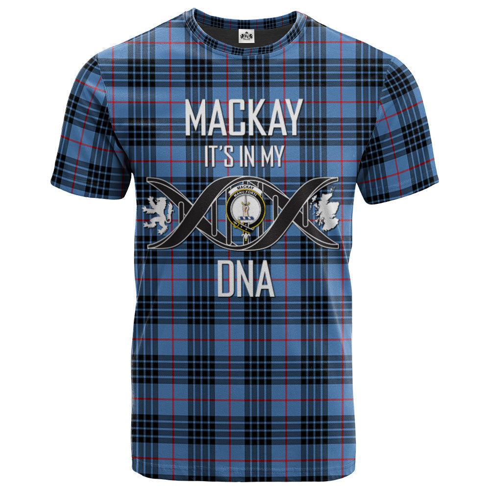 Printivon MacKay Blue Clan DNA In Me Tartan Crest T Shirt