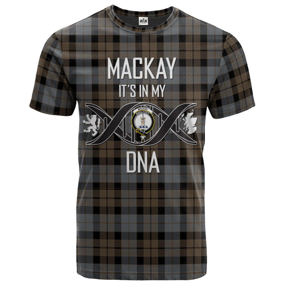 Printivon MacKay Weathered Clan DNA In Me Tartan Crest T Shirt