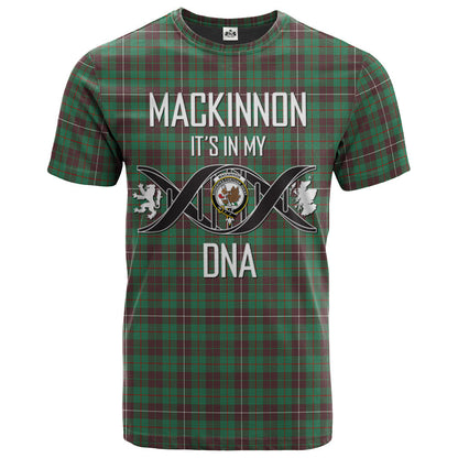 Printivon MacKinnon Hunting Ancient Clan DNA In Me Tartan Crest T Shirt
