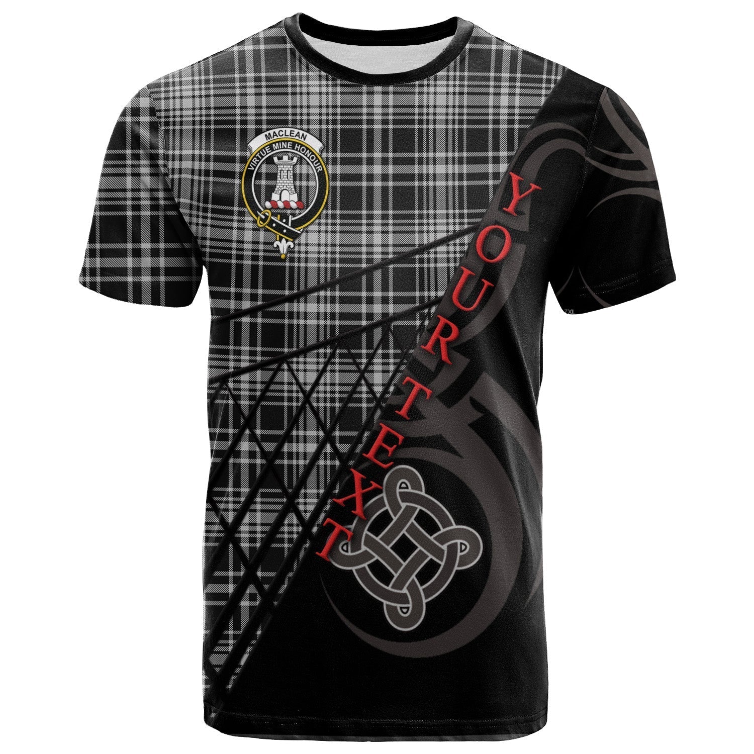 Printivon MacLean Black and White T Shirt Pattern Celtic 