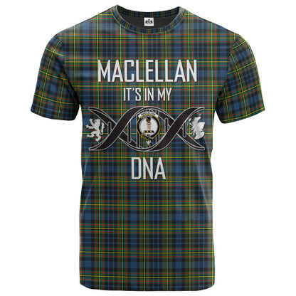 Printivon MacLellan Ancient Clan DNA In Me Tartan Crest T Shirt