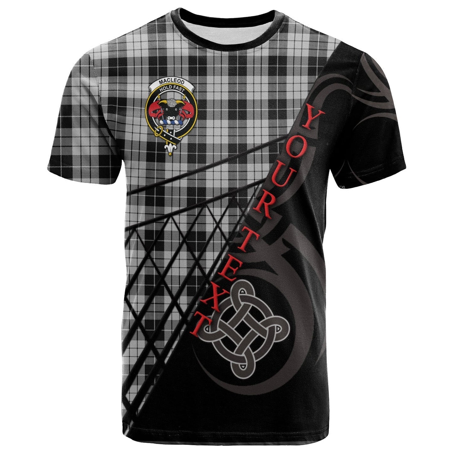 Printivon MacLeod Black and White T Shirt Pattern Celtic 