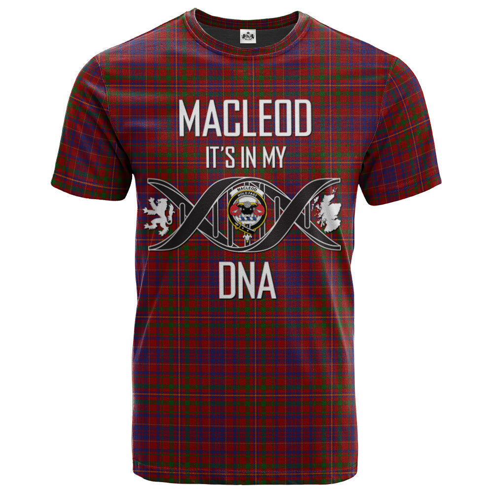 Printivon MacLeod Red Clan DNA In Me Tartan Crest T Shirt