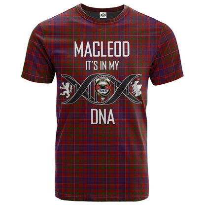 Printivon MacLeod Red Clan DNA In Me Tartan Crest T Shirt