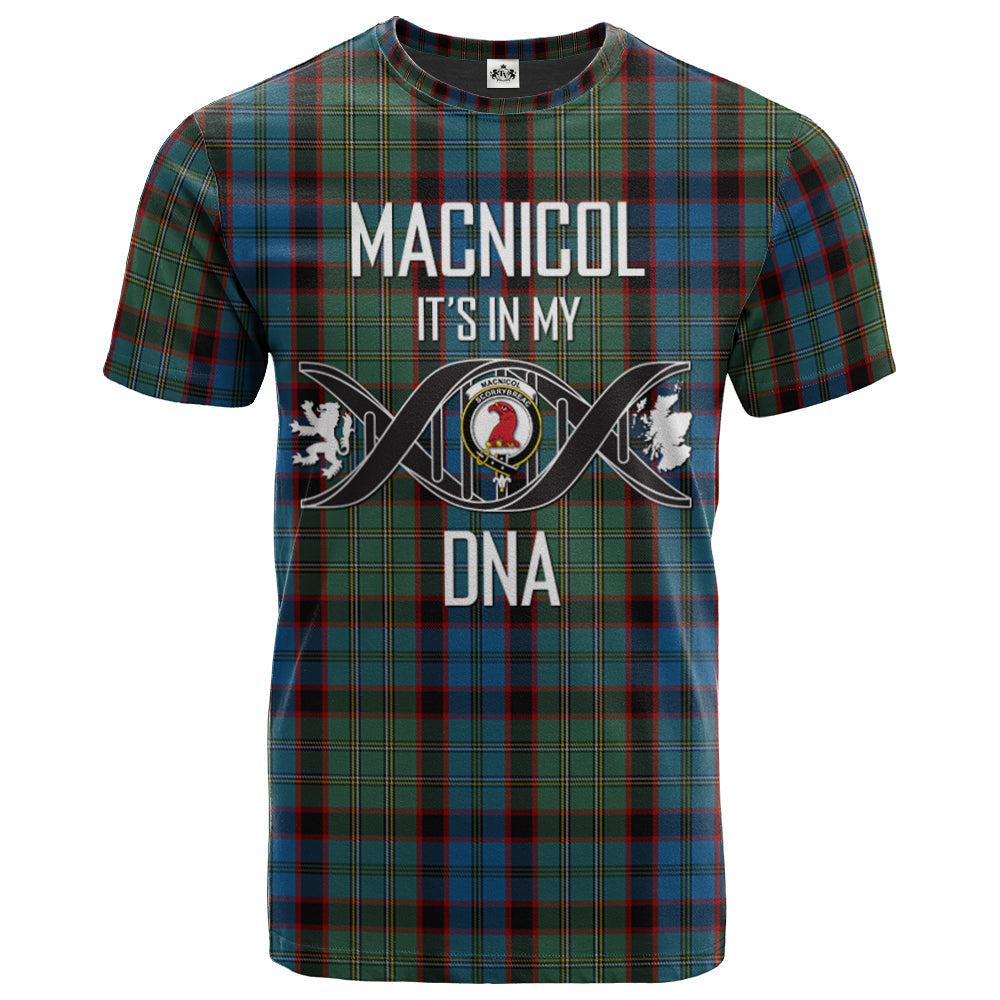 Printivon MacNicol Hunting Clan DNA In Me Tartan Crest T Shirt