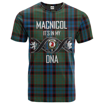 Printivon MacNicol Hunting Clan DNA In Me Tartan Crest T Shirt