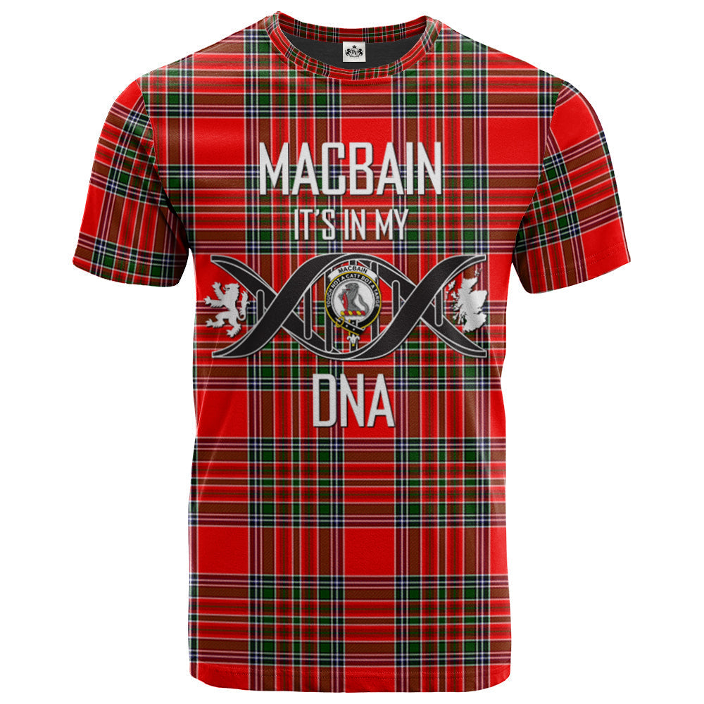 Printivon Macbain Clan DNA In Me Tartan Crest T Shirt