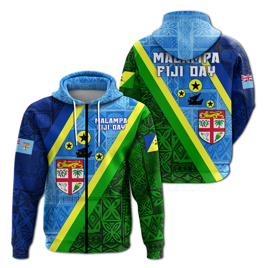 Vanuatu Malampa Fiji Day Zip Hoodie Combine Flag Design