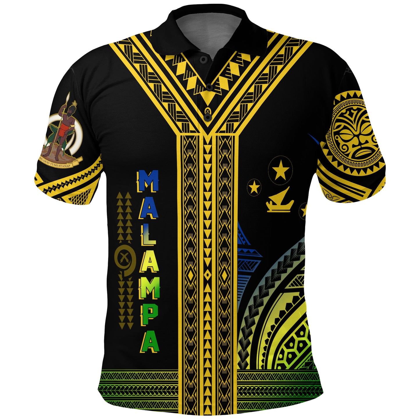 Vanuatu Malampa Province Polo Shirt Unique Black & Gold