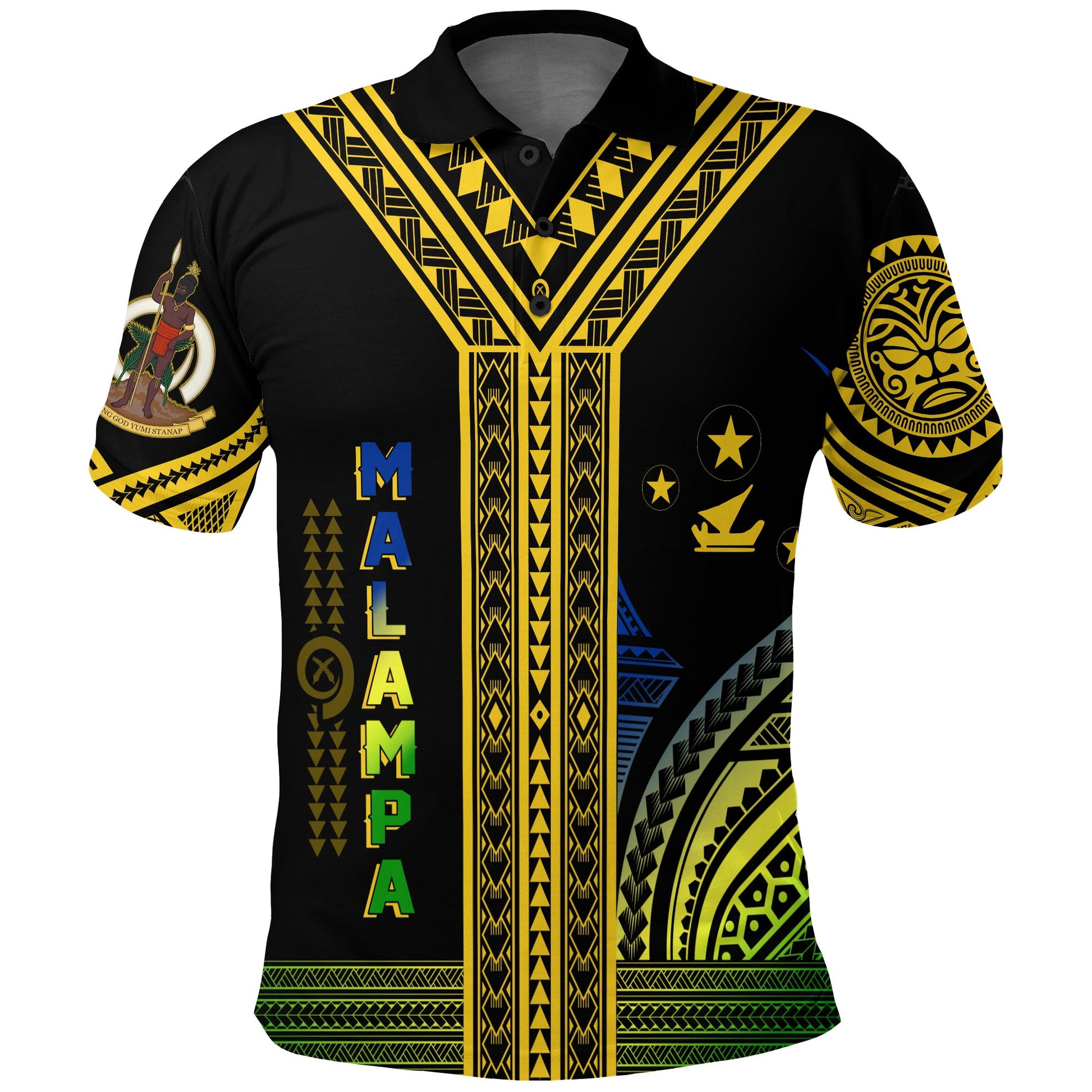 Vanuatu Malampa Province Polo Shirt Unique Black & Gold