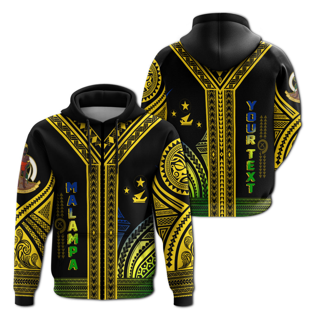 ( Personalised) Vanuatu Malampa Province Zip Up Hoodie Unique Black & Gold
