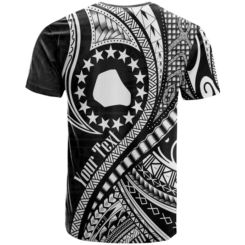 (Custom Personalised) Mangaia Cook Islands T Shirt Black Polynesian Wave Style