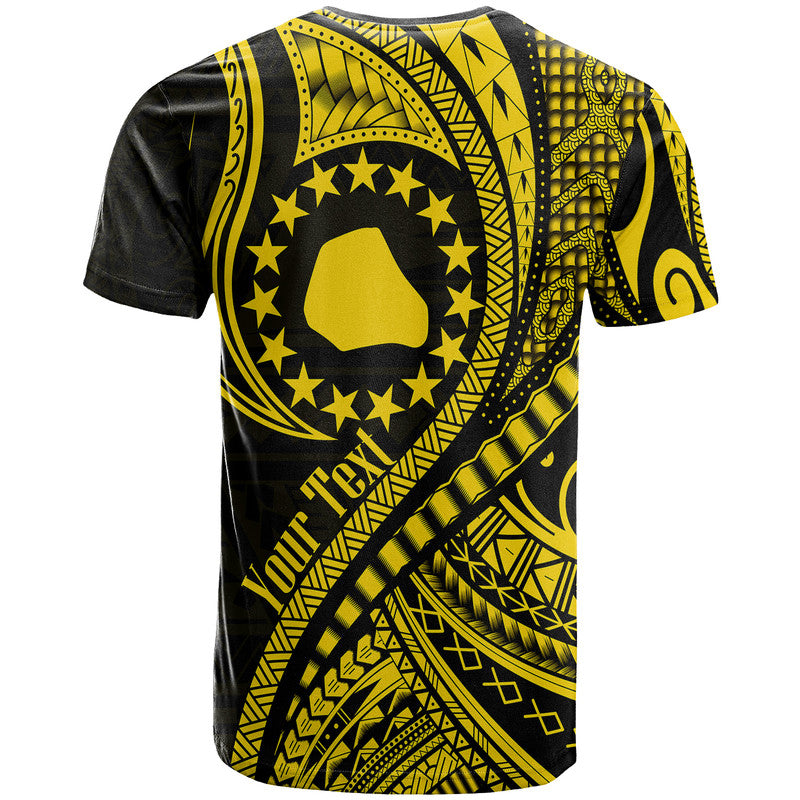 (Custom Personalised) Mangaia Cook Islands T Shirt Gold Polynesian Wave Style