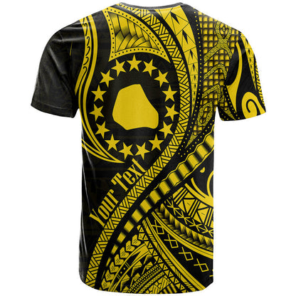 (Custom Personalised) Mangaia Cook Islands T Shirt Gold Polynesian Wave Style