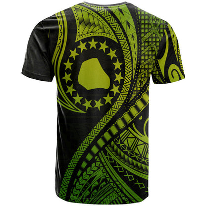 Mangaia Cook Islands T Shirt Green Polynesian Wave Style