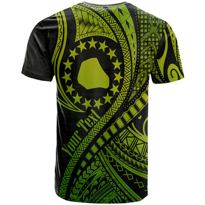 Mangaia Cook Islands T Shirt Green Polynesian Wave Style Shirt