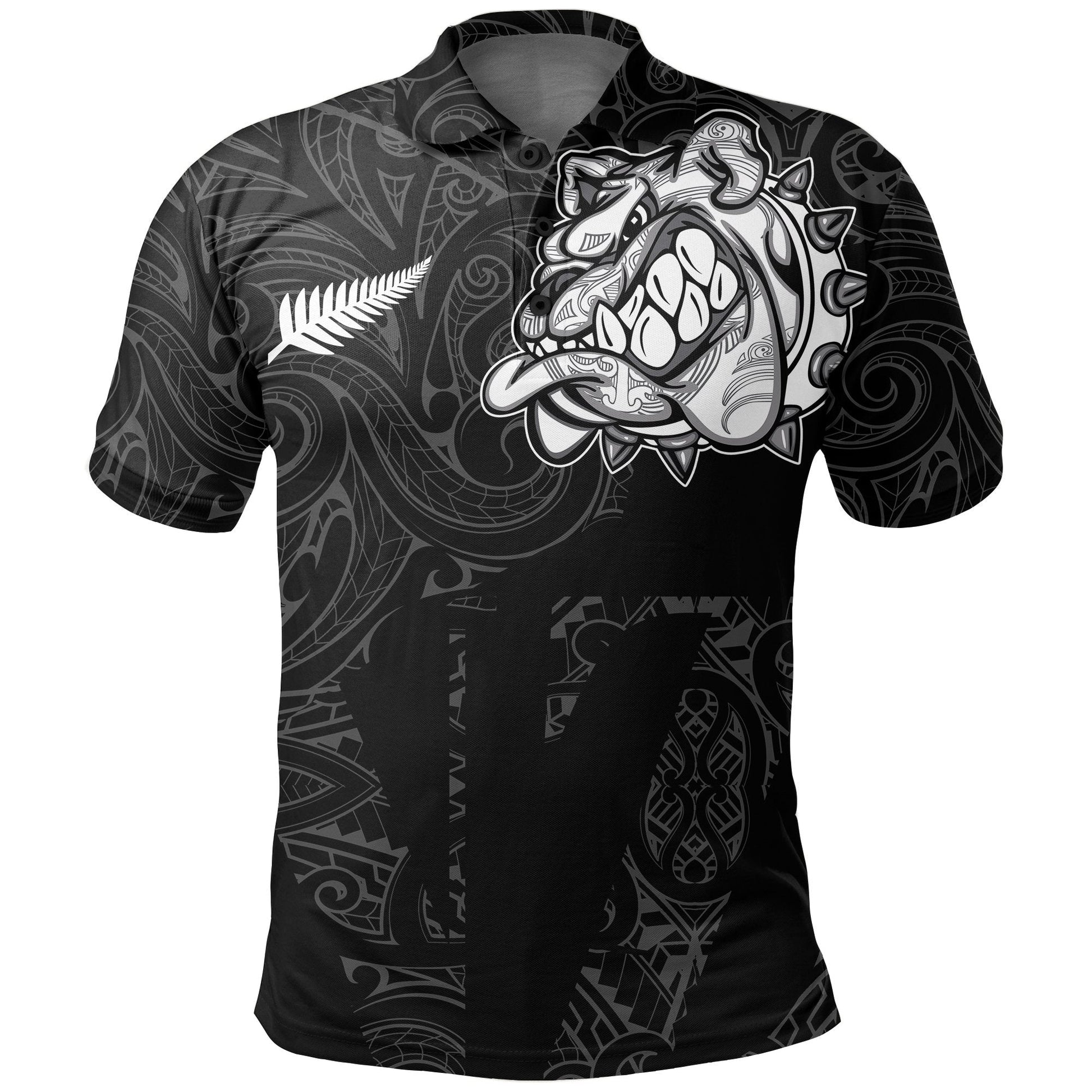 New Zealand Maori Polo Shirt, Maori Bulldog Golf Shirts - Black
