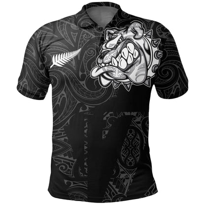 New Zealand Maori Polo Shirt, Maori Bulldog Golf Shirts - Black