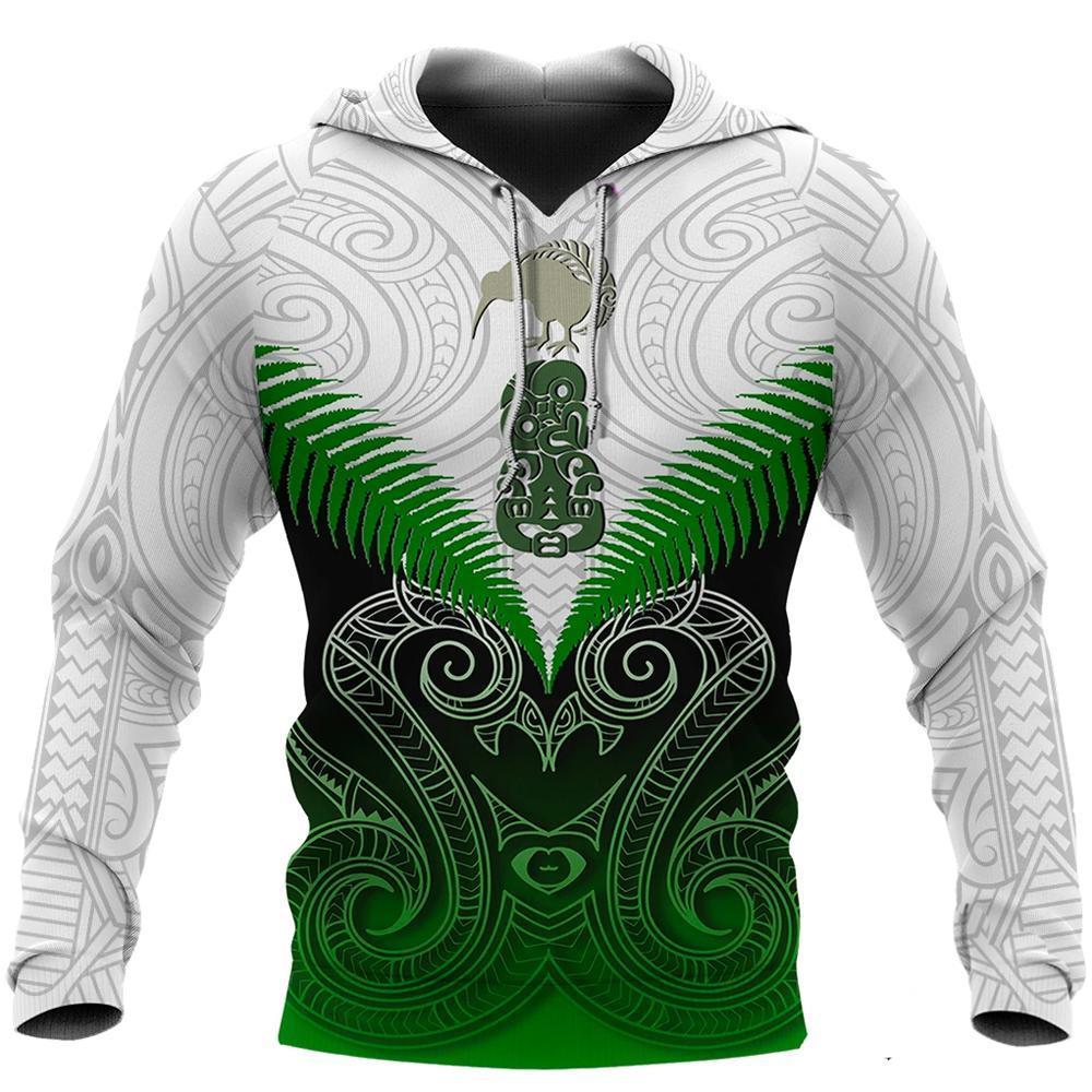 New Zealand Green Rugby Hoodie, Maori Manaia Pullover Hoodie