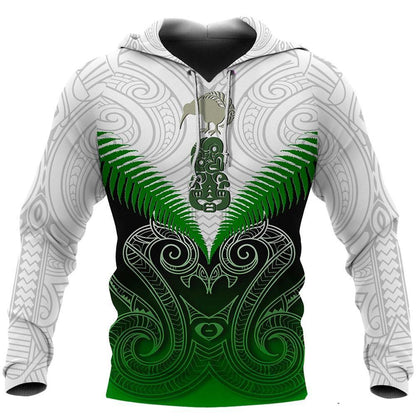New Zealand Green Rugby Hoodie, Maori Manaia Pullover Hoodie