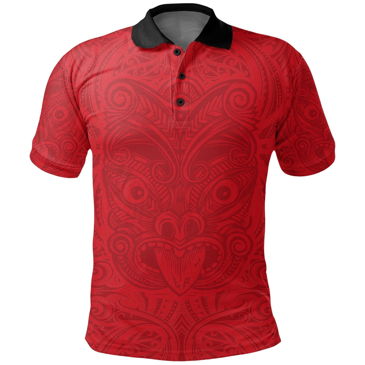New Zealand Maori Polo Shirt, Maori Mask Tattoo Golf Shirts