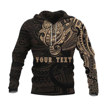 Custom Text Maori Tattoo Style All Over Hoodie Golden Custom Version