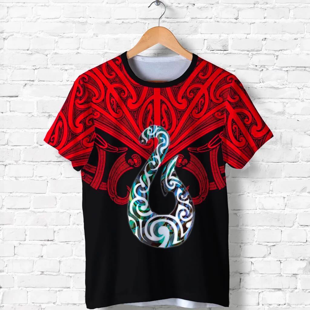 Maori Tattoo Shirt, Hei Matau Paua Red T - Shirt