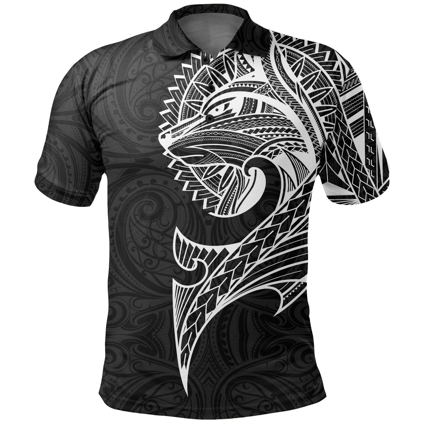 New Zealand Maori Polo Shirt, Wolf Tattoo Golf Shirts