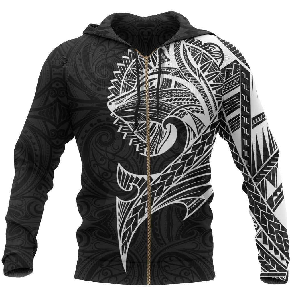 New Zealand Maori Zip Hoodie, Wolf Tattoo Full Zip Hoodie