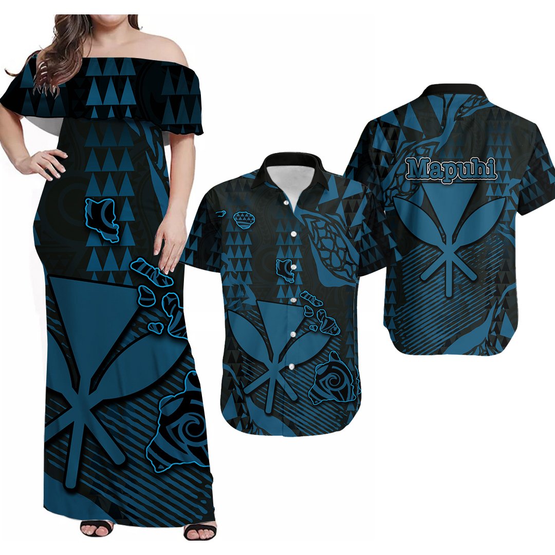 Matching Outfits For Couples Mapuhi Hawaii Kanaka Map Combo Dress And Shirt Style No.6