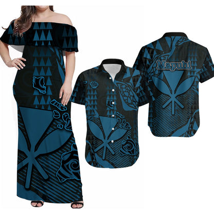 Matching Outfits For Couples Mapuhi Hawaii Kanaka Map Combo Dress And Shirt Style No.6