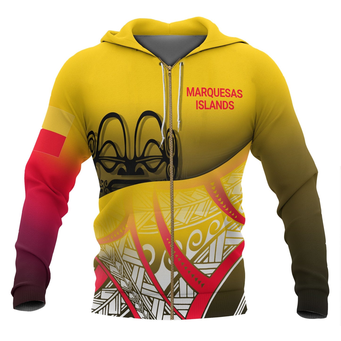 Marquesas Islands Coat Of Arms Zip Up Hoodie Polynesian Pattern