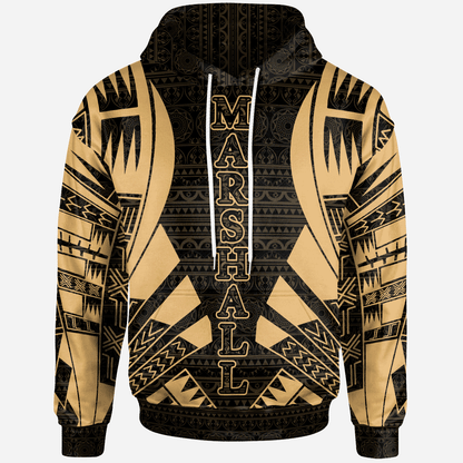 Marshall Islands All Over Hoodie Gold Tattoo Style