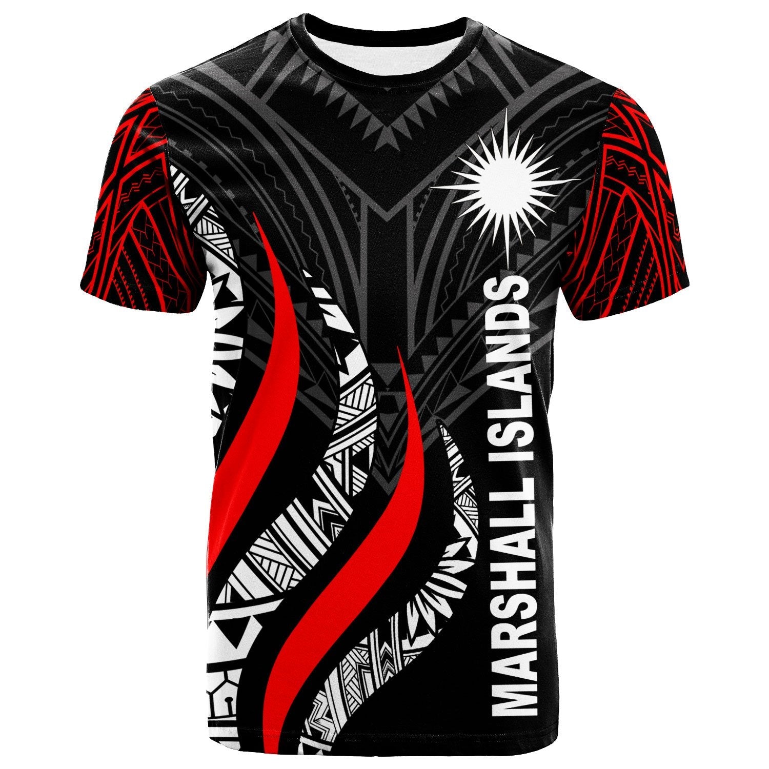 Marshall Islands T - Shirt - Marshall Islands Strong Fire Pattern Red