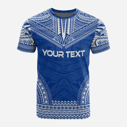 Marshall Islands Custom Personalised T Shirt Marshall Islands Flag Polynesian Chief Tattoo Blue Version